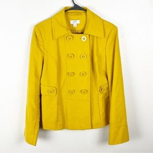 LOFT Mustard Yellow Double Breasted Lined Trench Coat, Size Small